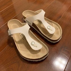 White Birkenstock Gizeh Birko-Flor Flip Flop